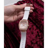 Buy Shop Guess Raven Diamonds Rose Gold Dial White Silicone Strap Watch for Women - GW0105L3 USA Online