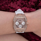 Buy Shop Guess Raven Diamonds Rose Gold Dial White Silicone Strap Watch for Women - GW0105L3 USA Online