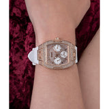 Buy Shop Guess Raven Diamonds Rose Gold Dial White Silicone Strap Watch for Women - GW0105L3 USA Online