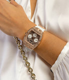 Buy Shop Guess Raven Diamonds Rose Gold Dial White Silicone Strap Watch for Women - GW0105L3 USA Online