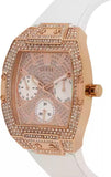 Buy Shop Guess Raven Diamonds Rose Gold Dial White Silicone Strap Watch for Women - GW0105L3 USA Online