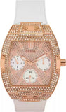 Buy Shop Guess Raven Diamonds Rose Gold Dial White Silicone Strap Watch for Women - GW0105L3 USA Online