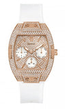 Buy Shop Guess Raven Diamonds Rose Gold Dial White Silicone Strap Watch for Women - GW0105L3 USA Online
