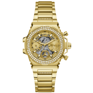 Buy Shop Guess Fusion Chronograph Gold Dial Gold Steel Strap Watch for Women - GW0552L2 USA Online