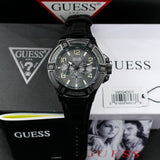 Buy Shop Guess Rigor Analog Black Dial Black Leather Strap Watch For Men - W0040G1 USA Online