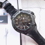 Buy Shop Guess Rigor Analog Black Dial Black Leather Strap Watch For Men - W0040G1 USA Online