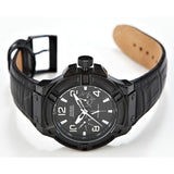 Buy Shop Guess Rigor Analog Black Dial Black Leather Strap Watch For Men - W0040G1 USA Online