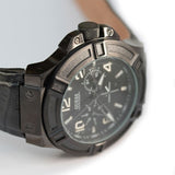 Buy Shop Guess Rigor Analog Black Dial Black Leather Strap Watch For Men - W0040G1 USA Online