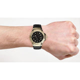 Buy Shop Guess Rigor Analog Black Dial Black Leather Strap Watch For Men - W0040G4 USA Online