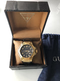 Buy Shop Guess Rigor Analog Black Dial Black Leather Strap Watch For Men - W0040G4 USA Online