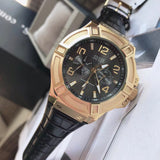 Buy Shop Guess Rigor Analog Black Dial Black Leather Strap Watch For Men - W0040G4 USA Online