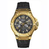 Buy Shop Guess Rigor Analog Black Dial Black Leather Strap Watch For Men - W0040G4 USA Online