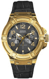 Buy Shop Guess Rigor Analog Black Dial Black Leather Strap Watch For Men - W0040G4 USA Online