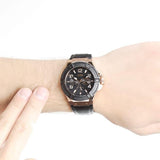 Buy Shop Guess Rigor Analog Black Dial Black Leather Strap Watch For Men - W0040G5 USA Online