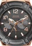 Buy Shop Guess Rigor Analog Black Dial Black Leather Strap Watch For Men - W0040G5 USA Online