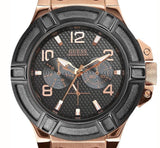Buy Shop Guess Rigor Analog Black Dial Black Leather Strap Watch For Men - W0040G5 USA Online