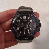 Buy Shop Guess Rigor Analog Black Dial Brown Leather Strap Watch For Men - W0040G8 USA Online