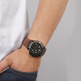 Buy Shop Guess Rigor Analog Black Dial Brown Leather Strap Watch For Men - W0040G8 USA Online