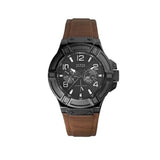 Buy Shop Guess Rigor Analog Black Dial Brown Leather Strap Watch For Men - W0040G8 USA Online