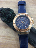 Buy Shop Guess Rigor Analog Blue Dial Blue Denim Strap Watch For Men - W0040G6 USA Online