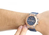 Buy Shop Guess Rigor Analog Blue Dial Blue Denim Strap Watch For Men - W0040G6 USA Online