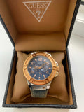 Buy Shop Guess Rigor Analog Blue Dial Blue Denim Strap Watch For Men - W0040G6 USA Online