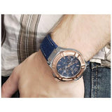 Buy Shop Guess Rigor Analog Blue Dial Blue Denim Strap Watch For Men - W0040G6 USA Online