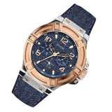 Buy Shop Guess Rigor Analog Blue Dial Blue Denim Strap Watch For Men - W0040G6 USA Online