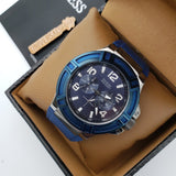 Buy Shop Guess Rigor Analog Blue Dial Blue Rubber Strap Watch For Men - W0248G5 USA Online