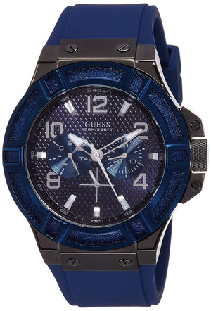 Buy Shop Guess Rigor Analog Blue Dial Blue Rubber Strap Watch For Men - W0248G5 USA Online