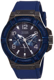 Buy Shop Guess Rigor Analog Blue Dial Blue Rubber Strap Watch For Men - W0248G5 USA Online