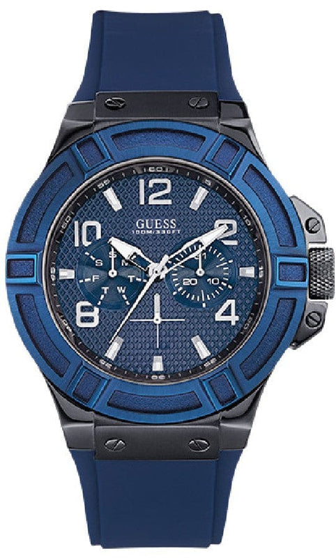 Buy Shop Guess Rigor Analog Blue Dial Blue Rubber Strap Watch For Men - W0248G5 USA Online
