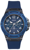 Buy Shop Guess Rigor Analog Blue Dial Blue Rubber Strap Watch For Men - W0248G5 USA Online