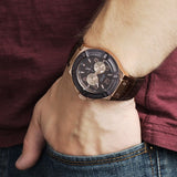 Buy Shop Guess Rigor Analog Brown Dial Brown Leather Strap Watch For Men - W0040G3 USA Online