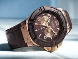 Buy Shop Guess Rigor Analog Brown Dial Brown Leather Strap Watch For Men - W0040G3 USA Online