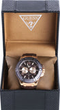 Buy Shop Guess Rigor Analog Brown Dial Brown Leather Strap Watch For Men - W0040G3 USA Online