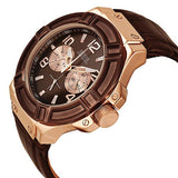 Buy Shop Guess Rigor Analog Brown Dial Brown Leather Strap Watch For Men - W0040G3 USA Online
