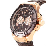 Buy Shop Guess Rigor Analog Brown Dial Brown Leather Strap Watch For Men - W0040G3 USA Online