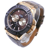 Buy Shop Guess Rigor Analog Brown Dial Brown Leather Strap Watch For Men - W0040G3 USA Online