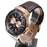 Buy Shop Guess Rigor Analog Brown Dial Brown Leather Strap Watch For Men - W0040G3 USA Online