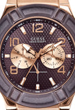 Buy Shop Guess Rigor Analog Brown Dial Brown Leather Strap Watch For Men - W0040G3 USA Online