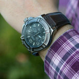 Buy Shop Guess Rigor Analog Quartz Black Dial Brown Leather Strap Watch For Men - W0040G2 USA Online
