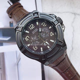 Buy Shop Guess Rigor Analog Quartz Black Dial Brown Leather Strap Watch For Men - W0040G2 USA Online
