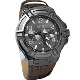 Buy Shop Guess Rigor Analog Quartz Black Dial Brown Leather Strap Watch For Men - W0040G2 USA Online