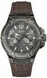Buy Shop Guess Rigor Analog Quartz Black Dial Brown Leather Strap Watch For Men - W0040G2 USA Online