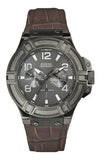 Buy Shop Guess Rigor Analog Quartz Black Dial Brown Leather Strap Watch For Men - W0040G2 USA Online