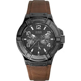 Buy Shop Guess Rigor Analog Quartz Black Dial Brown Leather Strap Watch For Men - W0040G2 USA Online