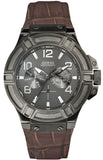 Buy Shop Guess Rigor Analog Quartz Black Dial Brown Leather Strap Watch For Men - W0040G2 USA Online