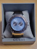 Buy Shop Guess Rigor Analogue Quartz Blue Dial Brown Leather Strap Watch For Men - W0040G10 USA Online