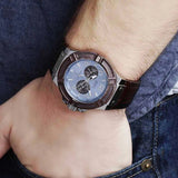 Buy Shop Guess Rigor Analogue Quartz Blue Dial Brown Leather Strap Watch For Men - W0040G10 USA Online